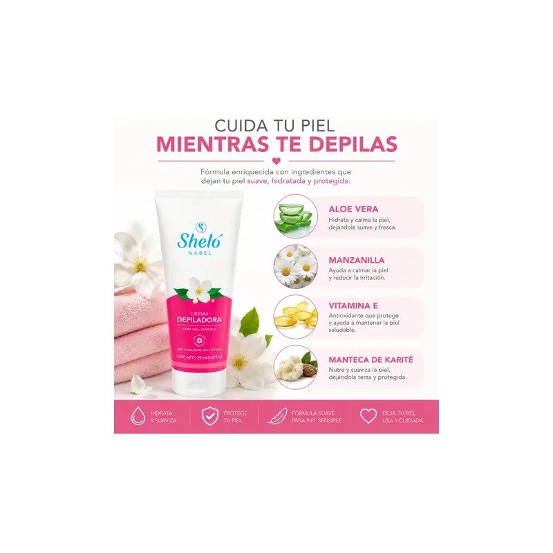 Crema Depiladora Shelo Nabel Piel Sensible 250ml Bikini