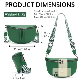 Vezluax 30x20cm Cross Body Bumbags for Ladies Large Bum Bag Stylish Waist Packs Women's Bumbag Fanny Pack for Women Belt Bag with Wide Strap Mint Green