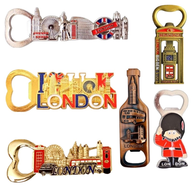 Bells Box Set of 6 London Souvenir Bottle Opener Fridge