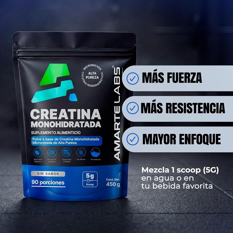 AMARTE LABS Pure Micronized Creatine Monohydrate Powder, Unflavored Strength &