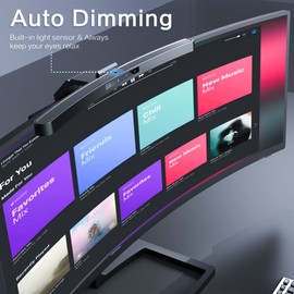 ONWAY Curved Monitor Light Bar with Wireless Remote,Monitor Light Bar with Auto-Dimming and Camera Base,Applicable to All Screens. No Screen Glare,for (Basic)