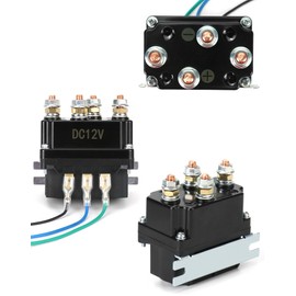 QWORK Universal 12V Solenoid Relay Contactor Winch Rocker Thumb Switch Combo for ATV UTV 2000-5000lbs Winches with Sturdy Steel Construction, Powder-Coated Black Finish, Easy Installatio