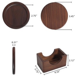 Classic Walnut Coaster Set of 7 Pieces. Including The Holder Pure Natural Wood and Texture.Wonderful Decor for Dining Tables and Office Tables