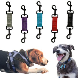 Dog Collar Clip Dog Safety Leash Clip Prong Collar Backup Dog Harness to Collar Safety Clip 5 pcs Reflective Dog Leash Connector Double Ended Backup Clasp