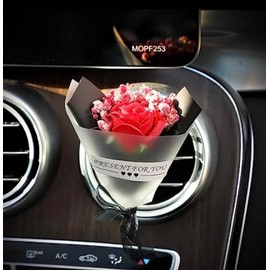 ALITTLEBYLIFE Rose Dried Flower Bouquet - Car Accessories - Vent Clip Scent Diffuser - Perfume Decoration -Gifts,Cute Car Diffuser Creative Car Perfume Decoration Aromatherapy Ornament (Red)