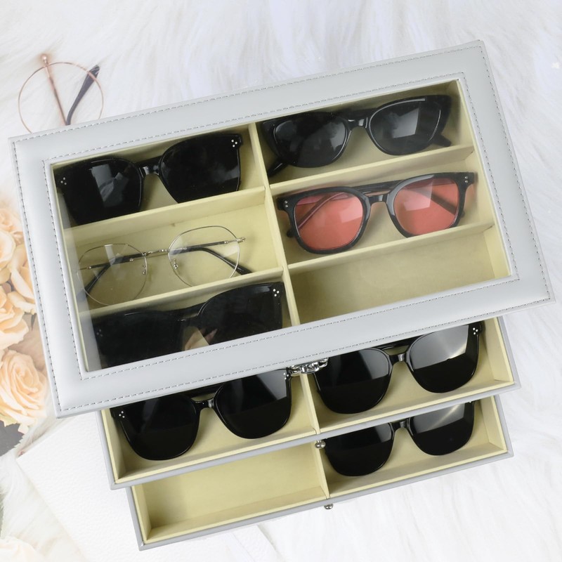 GRTCZYSL Sunglasses Organizer 18 Slots, Multiple Pairs Glasses Storage Case