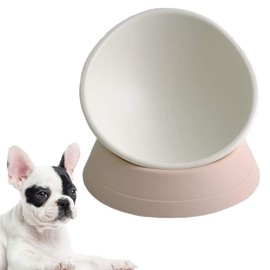 Umysky Dog Bowls Anti-Slip Dog Cat Dish Detachable Rubber Dog Bowl Pet Sterile Tilted Pet Feeder Slope Base (White)