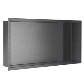 Sanbege 24"×12" Shower Niche Brushed Stainless Steel, Recessed Shower Caddy, Bathroom Shelf Insert Fits for 22.8"x11" Wall Hole Installation (Light Black)