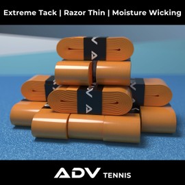 ADV Tennis Tacky Overgrip - 12 Pack - Extreme Tacky Grip Tape with Exclusive Razor Thin and Moisture Wicking MaxTac Material - Pro Tested & Designed