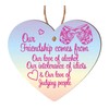 Pixie's Gifts Humorous Friendship Wooden Heart Plaque - Unique Gift