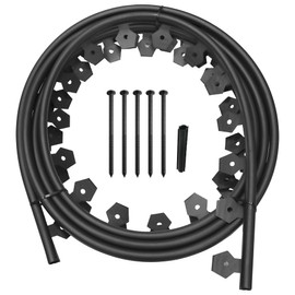 Master Mark Dig-Free Classic Landscape Edging with Anchoring Spikes & Coupler, 1.25 in. Tall Garden Border Edging, 20 Foot Kit, Black