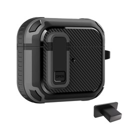 Airpods Pro 2 Case Cover with Lock Lid,Rugged Shell Shockproof Airpods Pro 2 Case Cover with Keychain. (Black)