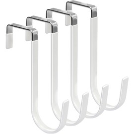 Rinimie Door Hooks, Set of 4, Door, Door Hanger Hook, Small Accessories, Door Hanger, Space Saving, Silent, For Hanging Hats, Towels, Clothes, Umbrella, Bags, Suitable for Doors Thickness Less Than