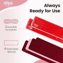 Hilph Hilph Postpartum & Perineal Cold Packs, Cooling Maternity Pads Cold Compress Therapy for Vaginal Recovery, Haemorrhoids and Breast Pain, 2 Perineal Ice Packs 4 Washable Sleeves