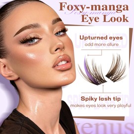 Goddvenus Manga Lash Cluster Kit Eyelash Clusters Upturned Lashes Clusters Fluffy Wispy Cluster Eyelash Extensions Kit D Curl Fairy Lash Extension Kit 10-16mm Individual Lashes for DIY at Home