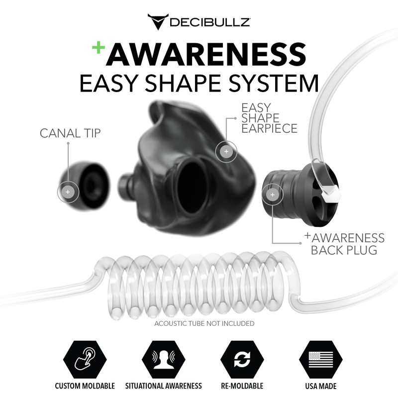 Decibullz Custom Moulded Security Two-Way Radio Surveillance Earpiece Set, Thermo-Fit