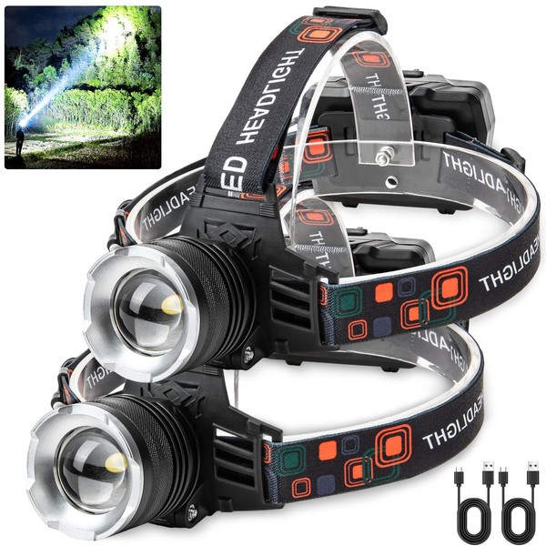 NJ FOREVER LED Rechargeable Headlamp, 900000 Lumens Super Bright Head