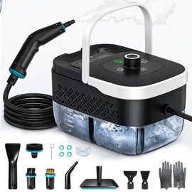 Pressurized Steam Cleaner: 3-Level Adjustable Handheld Steamer, 15s Fast Heat-Up & 1600ML Tank, 1500W 4Bar High Pressure with 12 Accessories for Floor Grout Car Kitchen Bathroom Tile (Black)
