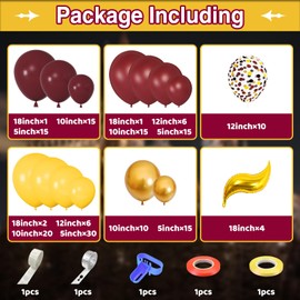 170Pcs Magical Wizard School Balloons Garland Party Decorations Gold Snicth Burgundy Confetti Balloons Metallic Gold Balloons for Kids Birthday Party Potter Theme Baby Shower Supplies Favors