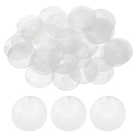 sourcing map 100Pcs 50mm Round Capiz Sea Shells, Round Natural Capiz Shells Discs Charm with Hole for Seashell Wind Chimes Curtain Home Decoration, White