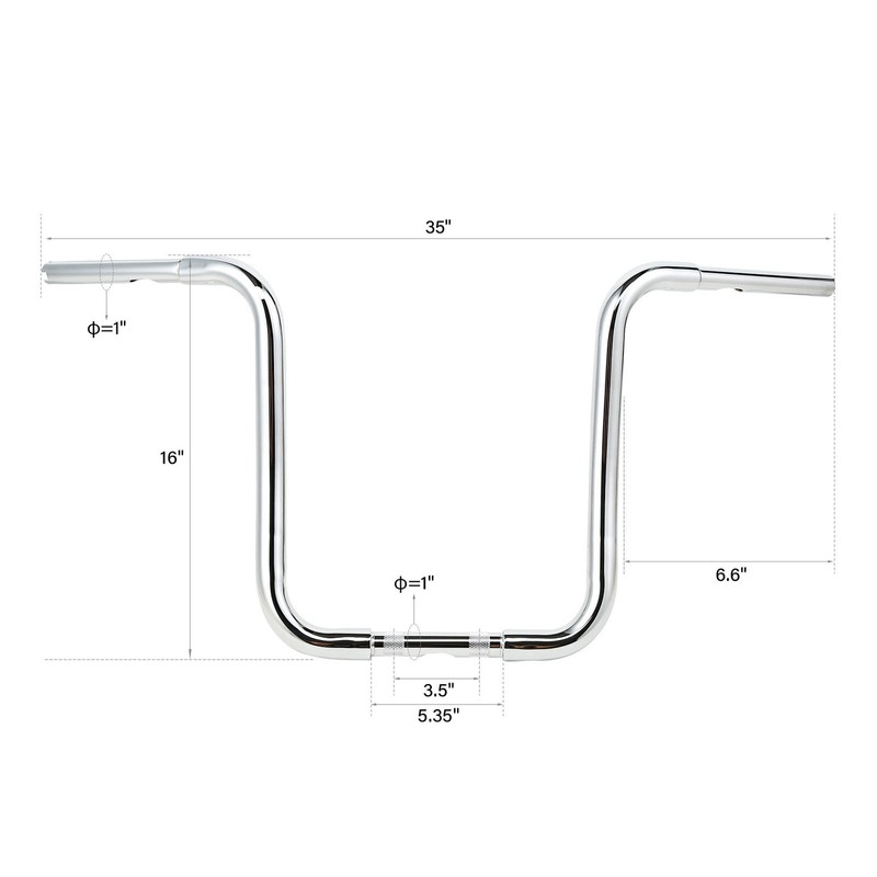 TCMT 1-1/4" Chrome 16" Ape Hangers Handlebars Fit For Harley