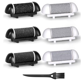 YQBFTC 6 Pcs Replacement Roller Refill Heads,for Scholl/Essy/ShoRan/Ratukal Pedi Foot File,Micro Pedicure Rollers for Callus Removal,Extra Coarse Regular Coarse Coarse 3 Each,with Cleaning Brush