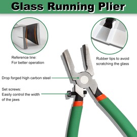 SPEEDWOX Glass Cutting Tool Kit Include Glass Running Pliers, Breaker Grozer Pliers, Mosaic Nippers with Replacement Wheel, Pistol Grip Glass Cutter Set, Cut Resistant Gloves Leather Zipper Bag