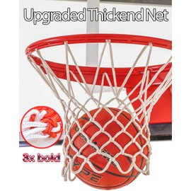 Upgraded 3X Bold Basketball Net, Heavy Duty Basketball Net Replacement, Professional Basketball Hoop Net for Indoor or Outdoor Rims, Suitable for Standard 12 Loops Basketball Hoop for All Weather