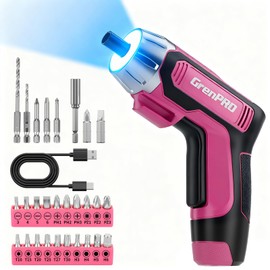 GRENPRO 4V Electric Screwdriver Rechargeable 29pcs, Cordless Screwdriver, USB Small Power Screwdriver Set with Bits, Pink, Ideal for Home Repairs