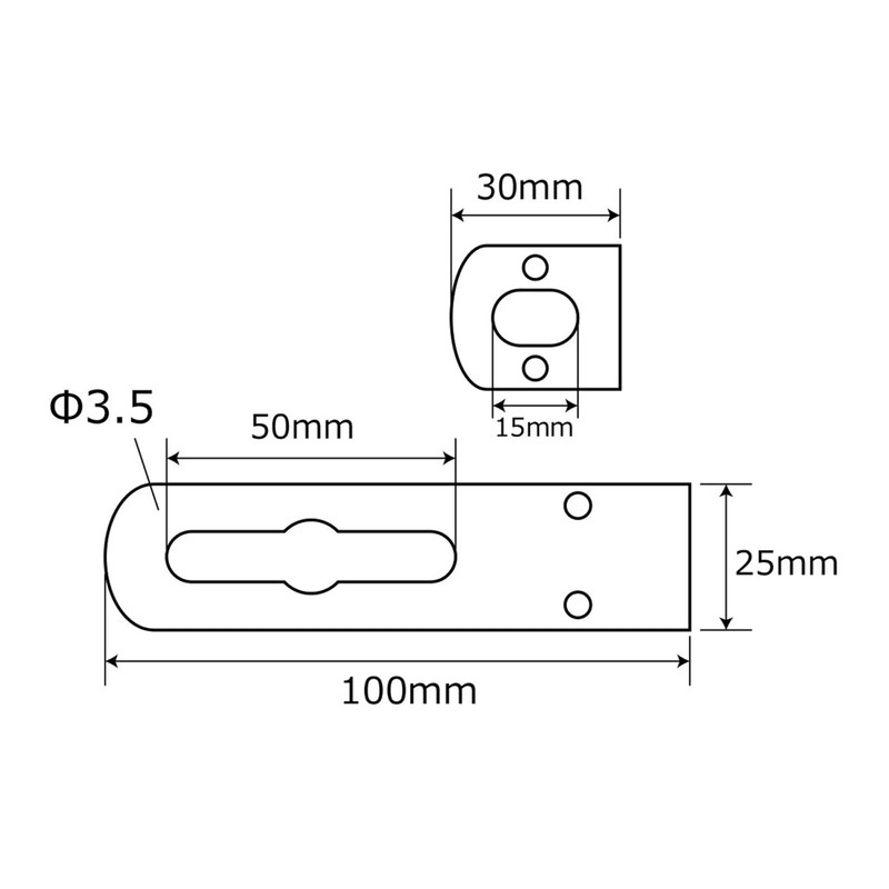 Wake Industry BS-728 Auxiliary Metal Fittings, Stainless Steel NO106, 30X100