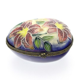 Old Tupton Ware Lily, lying egg shaped hinged trinket box
