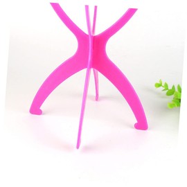 Minkissy 1pc Folding Wig Stand Hanger for Hair Display Plastic Support for Wigs Hats Masks for Home Use Travel Red Space-saving Design