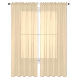 Decotex 2 Piece Solid Elegant Sheer Curtains Fully Stitched Panels Window Treatment Drape (54" X 84", Red)