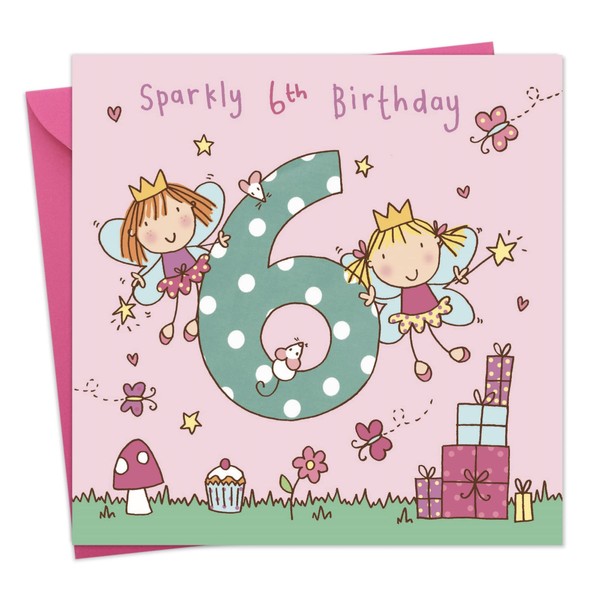 Twizler 6th Birthday Card Girl Fairy Princess – Age 6 Birthday Card –Girls Birthday Card Age 6 –Happy Birthday Card 6 Year Old Girl -Childrens Birthday Cards –Happy Birthday Card Girl –Card Age 6 Girl