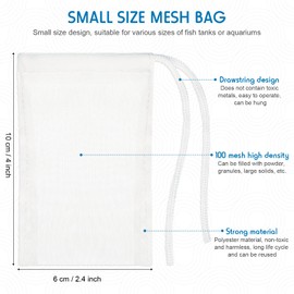 Shappy 12 Pieces Aquarium Filter Media Bags 150 Micrometer Fine Filter Drawstring Bags Reusable Nylon Mesh High Flow 2.4 x 4 Inch for Fish Tank Fine Resins Activated Carb
