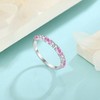 Inpasne Eternity Pink Tourmaline Ring for Women 925 Sterling Silver