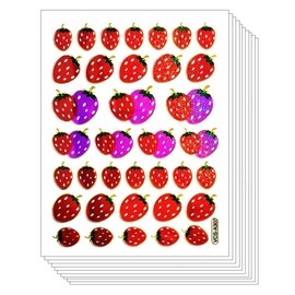 Stickers Glitter Pack 10 Sheets Red Pink Sweet Strawberry Fruit Cartoon Stickers Craft Decoration Scrapbooking Book Album Card Diary Stickers Enhance The Skills and Imagination of Children (14)
