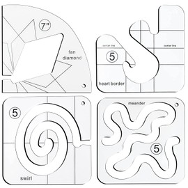 4 Pcs Free Motion Quilting Templates Set，Domestic Transparent Acrylic Quilting Ruler for DIY Quilting On Household Sewing Machine Ruler, Quilting Frame for Simple Quilting Design, Patchwork Embroidery Stitching Projects