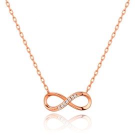 Philip Jones Rose Gold Plated Infinity Pendant Necklace Created with Zircondia® Crystals