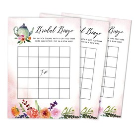 Inkdotpot Bridal Wedding Shower Bachelorette Party Bulk Blank Square Fill In Gift Ideas 50 Tea Party Bingo Game Cards