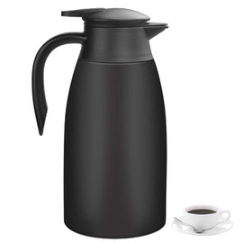 Thermal Coffee Carafe 68oz / 2L Insulated Stainless Steel, Coffee Carafes Double Walled Vacuum Pot Flask - Hot Beverage Dispenser/Water, Tea - Keep 12/24 Hours Hot/Cold (Black)