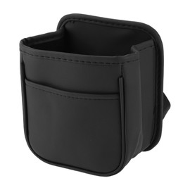 A ABSOPRO Car Trash Can Portable and Hanging 5.9" Length 3.9" Width 7.1" Height Trash Bin Faux Leather Black 1 Pcs