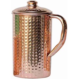 Copper Pitcher With Lid - 1500ml/50 Oz Pure Copper Handmade Hammered Jug, Drink More Water, Lower Your Sugar Intake And Enjoy The Health Benefits