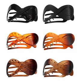 6 Pcs French Flat Hair Clips Acrylic Hair Claw Clips Volume Strong Hold Hair Clips Long Hair Jaw Clips Non Slip Hair Clip Grips Curved Hair Claws for Women Girls