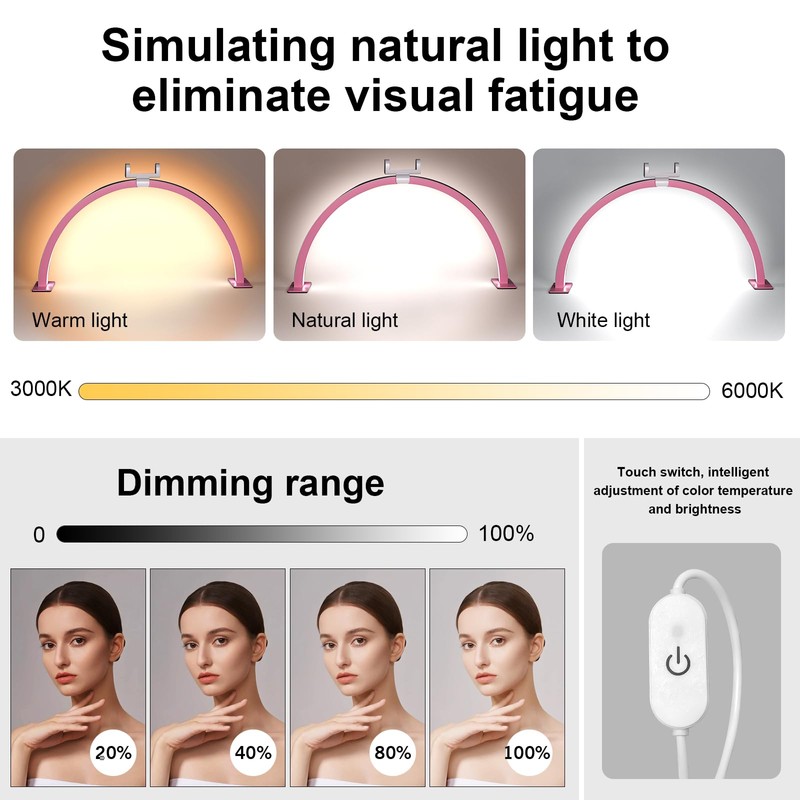 FFKJDM Half Moon Light for Nail Desk - 29-inch LED