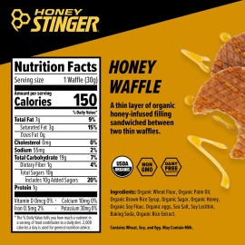 Honey Stinger Organic Energy Waffle Honey Flavor 12 Ct Sports Snack Fuel.