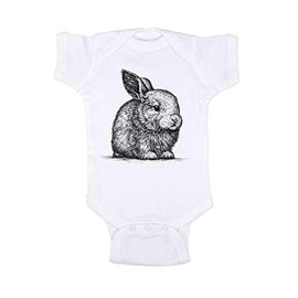Hello Handmade - Fluffy Rabbit Bunny cute pet animal zoo trip baby bodysuit (12 Months Bodysuit, White)