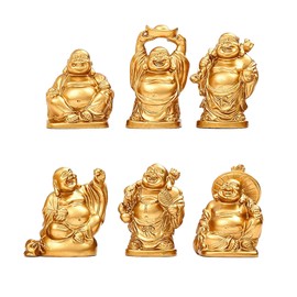 Buddha Statue Fabric Bag Seven Lucky God Gold Fabric Bag Figurine Maitrea Bodhisatta Buddha Statue Object Prosperity Business Money Luck Luck Feng Shui Goods Interior Good Luck Pray Amulet Protection Thank You New Year Gift Set of 6