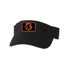 One Size Black Visor Bigfoot in The Forest Leather Patch Embroidered Visor Dad Hat