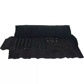 FindingKing Black Velvet Roll Up Combo Travel Jewelry Display Case 7" x 10 1/4"